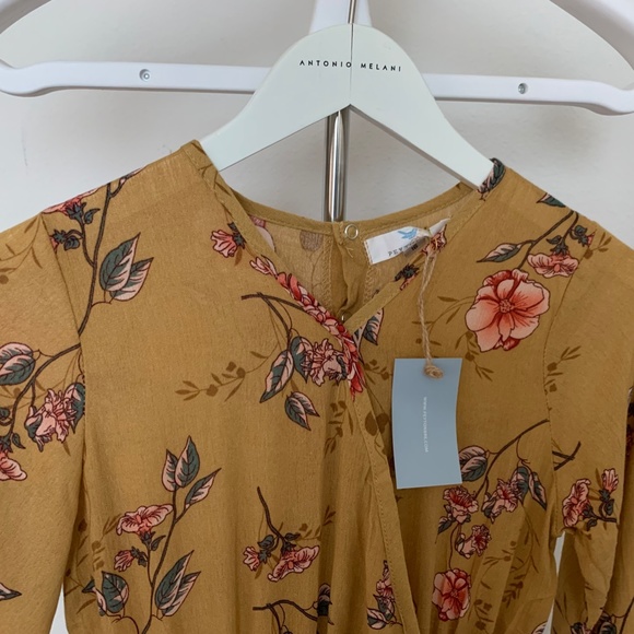 Peyton Bre Brown floral Romper with long train in back size 14 - Picture 11 of 16